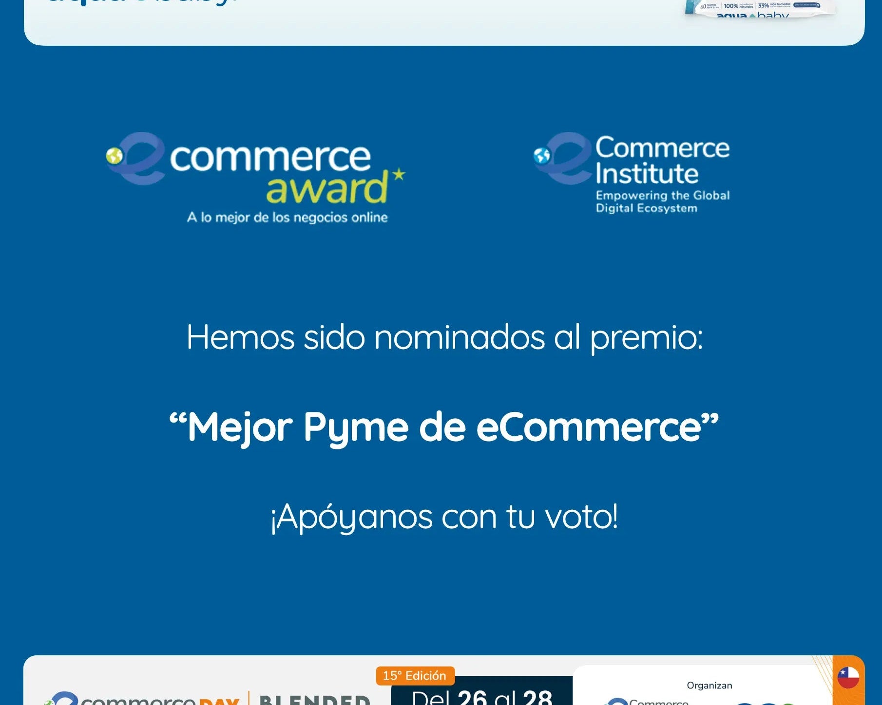 Aqua Baby es finalista "Mejor Pyme de eCommerce" en los eCommerce Awards Chile 2023 Aqua Baby